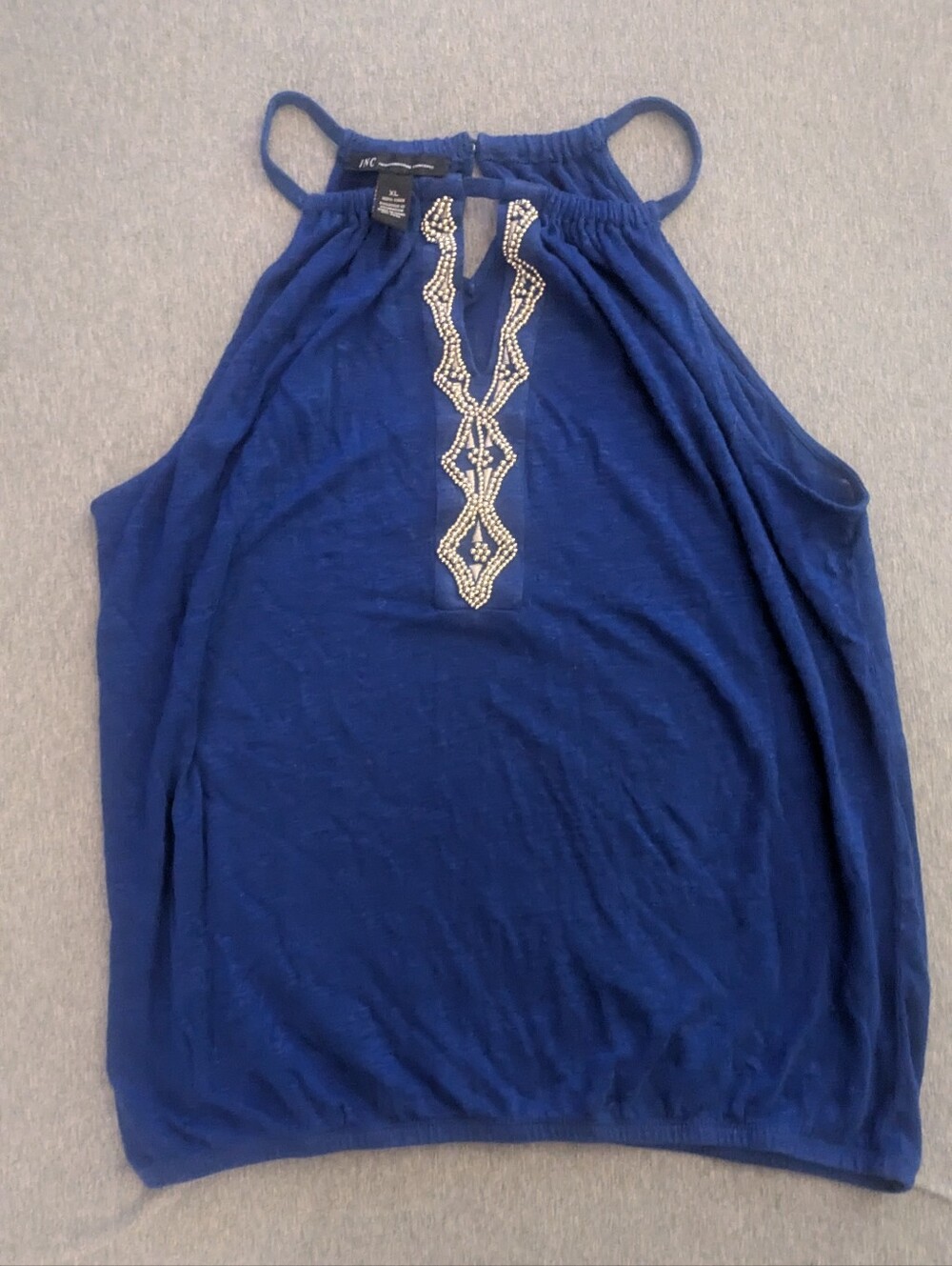 INC International Concepts Royal Blue Beaded Tank.